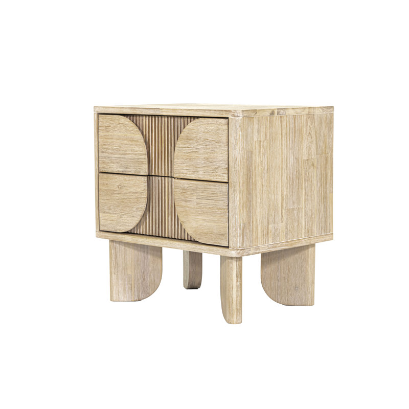 Hina 2-Drawer Acacia Nightstand