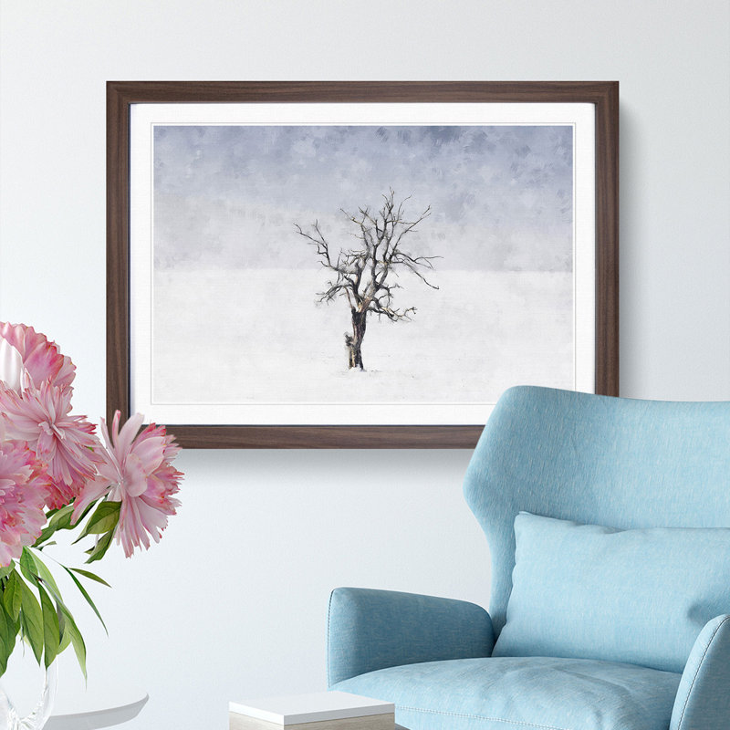 Winter Tree - Picture Frame Painting Print, Walnut Framed, 62cm H x 87cm W x 2cm D
