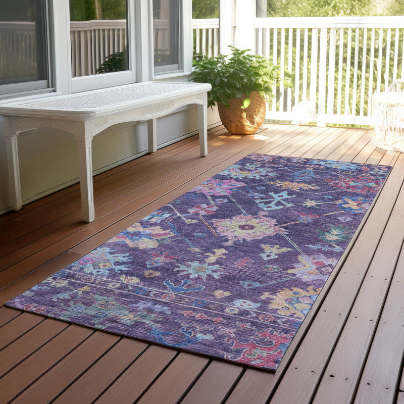 Machine Washable Indoor/Outdoor Kaczor ACN2234 Global Rug, Runner 2'3" x 7'6"