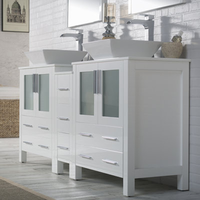 Mance 72.375'' Double Bathroom Vanity with Ceramic Top