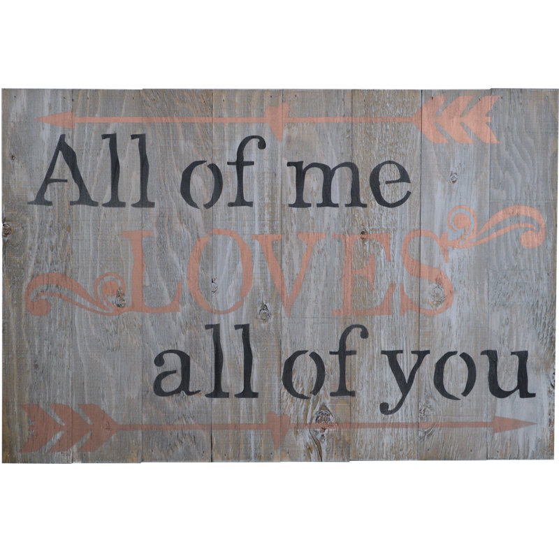 Décoration murale « all of me love all of you », panneau de bois