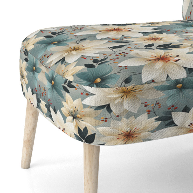 Chaise d'appoint rembourrée antique, ivoire et romantiques Bliss Flowers