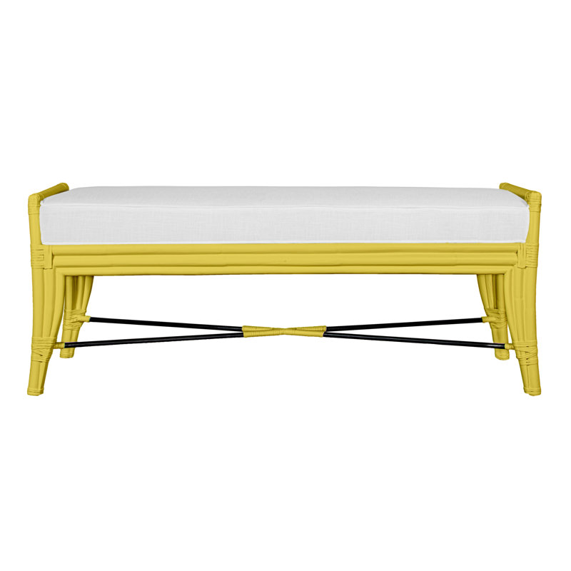 Malacca Upholstered Bench, Canary Yellow