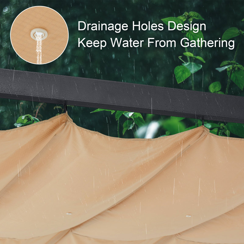 Steel Pergola with Canopy The Pergolas Group, 11.48 ft. x 11.48 ft., Khaki