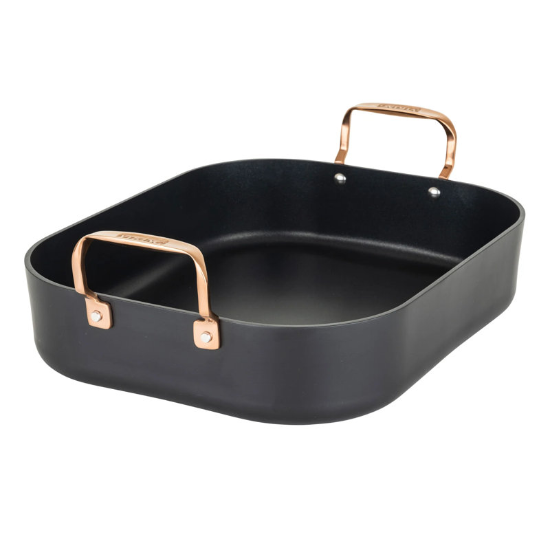 Viking Hard Anodized Roaster with Copper Handles, Rack and 2pc Carving Set