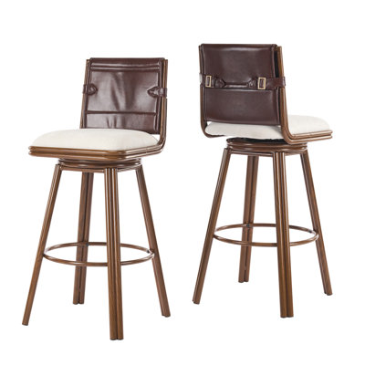 Ensemble de 2 tabourets de bar pivotants en similicuir et tissu Sib 19,1 "x P 17,7" x H 40 "Sibyl