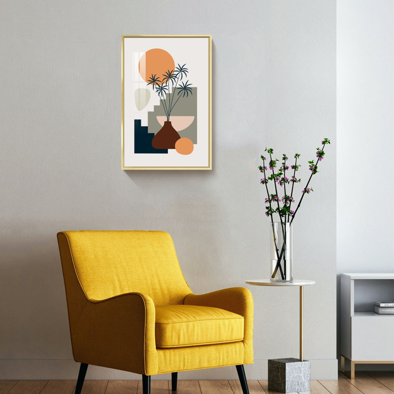 " Boho Artwork ", 24" H x 16" W x 1.34" D, Gold Framed