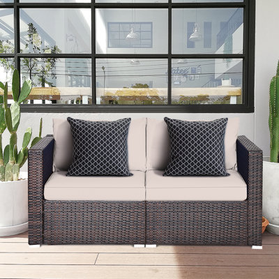 59'' Wide Straight Wicker Loveseat with Cushions