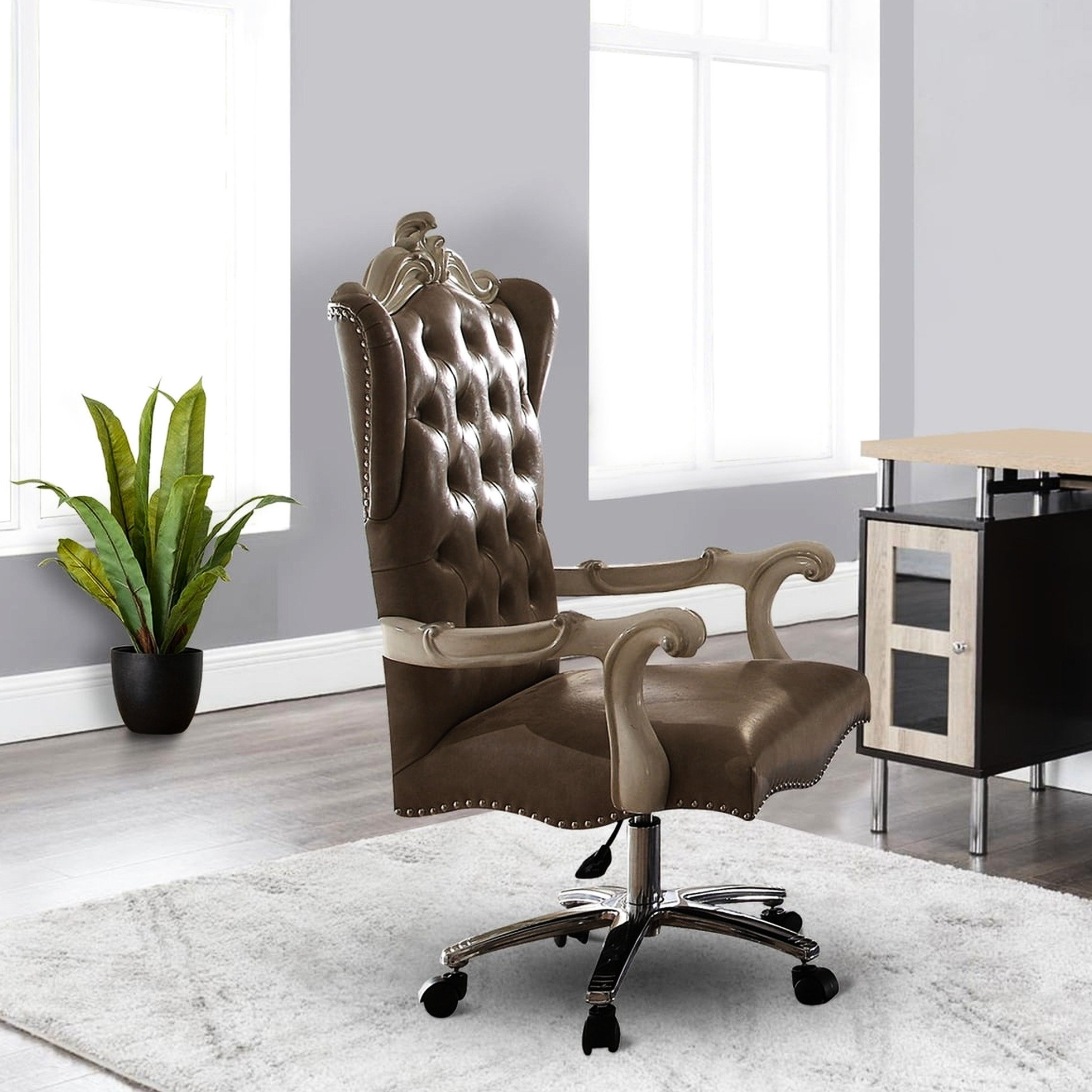 Astoria Grand Decorative Swivel Chair With Lift - Grey And Bone White ...