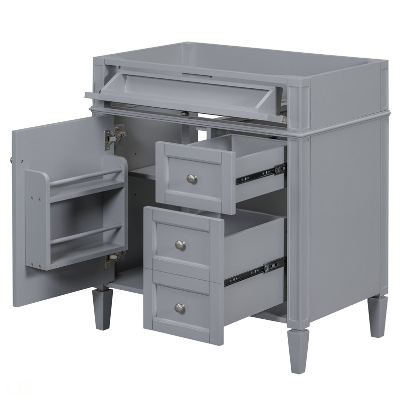 Meuble-lavabo de salle de bain 30 po sans lavabo supérieur, meuble de rangement moderne avec 2 tiroirs et un tiroir rabattable (lavabo non inclus), meuble-lavabo