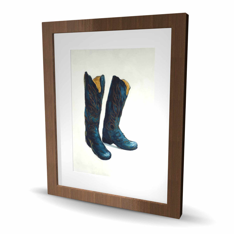 Bottes de cowboy en cuir avec imprimé matte encadré | Décoration intérieure