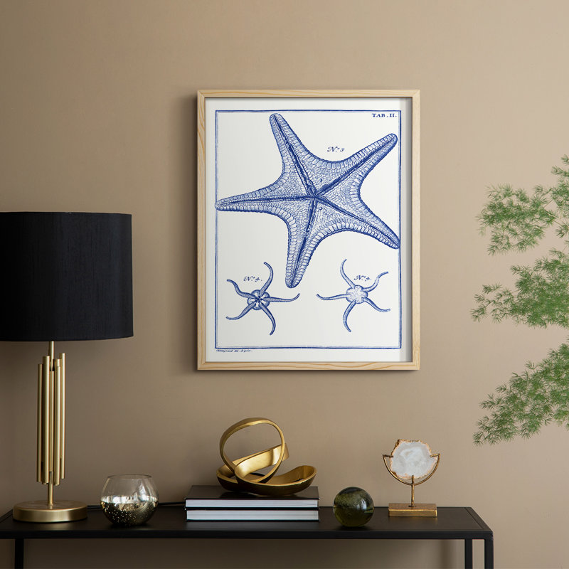 Blue Sea Stars VII, reproduction encadrée - bois massif, H 11 po x l 9 po