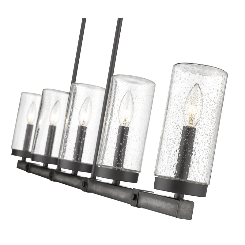 Lustre d'extérieur à 5 ampoules Sheniece, Bois de grange cendré