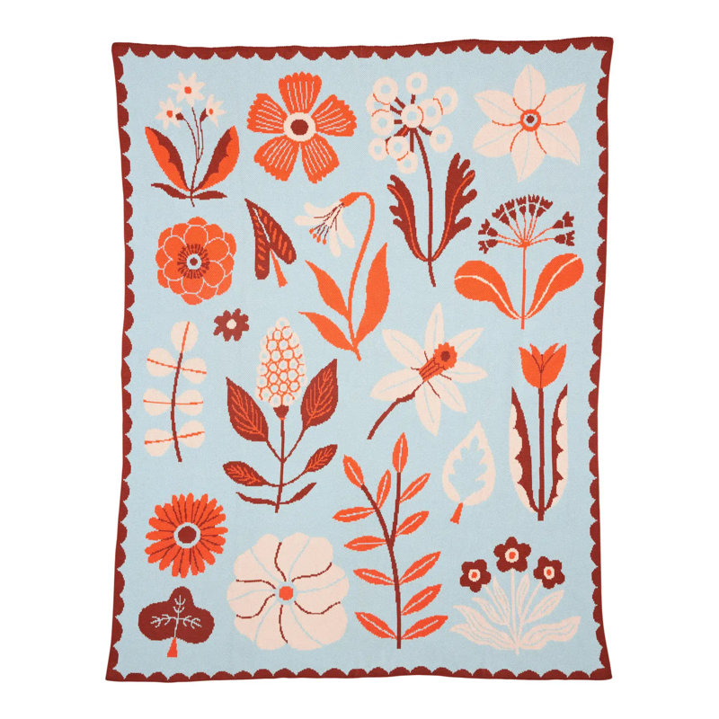 Petals Throw Blanket, Afternoon Sun, Organic Cotton
