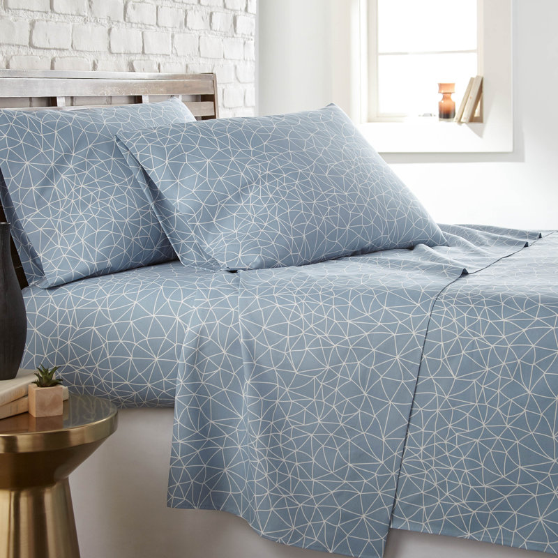 Vilano Choice Geometric Microfiber Sheet Set, Twin, Blue