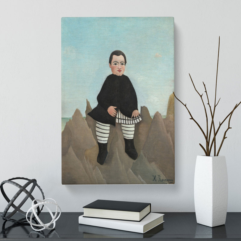 Boy On The Rocks by Henri Rousseau (1) - Wrapped Canvas Painting, 60cm H x 40cm W x 3cm D