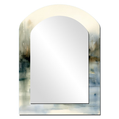 «Makris Ducks in Pond II - Duck Arch Unique Mirror», grand miroir mural asymétrique blanc