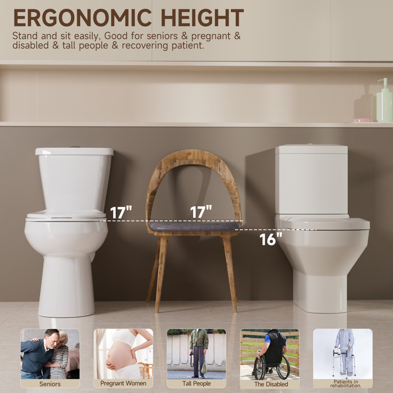 Toilette allongée deux pièces TOBILI 1,6 GPF (siège inclus)