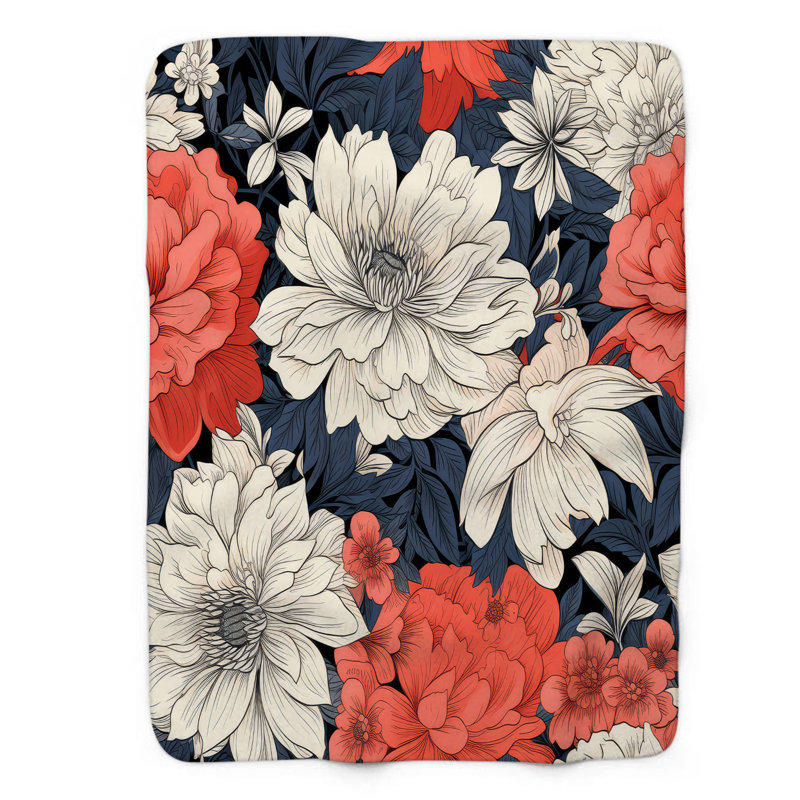Jeté en sherpa Coral Reef Floral Finesse - 1 pièce, L 60 po x L 80 po