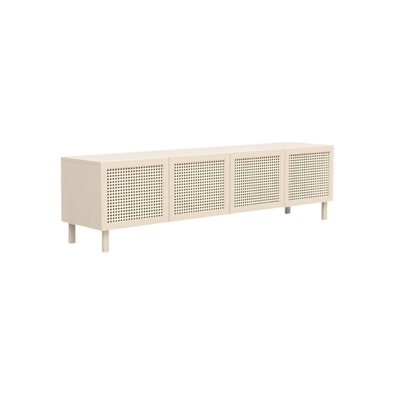 Crédence de rangement simple en bois massif avec meuble télé en rotin de l 70,8 po, Beige