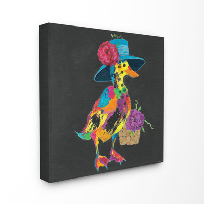 «Playful Duck with Hat Rainbow», reproduction de dessin