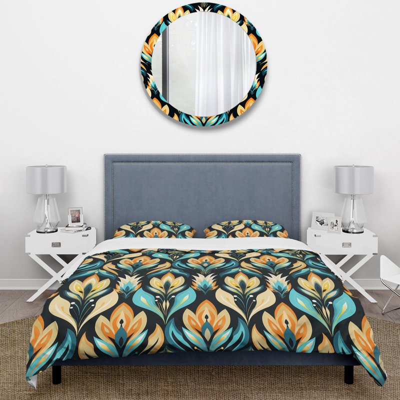 Ensemble de housse de couette Modern Ethnic Ikat Blend Fusion, Housse de couette pour grand lit et 2 taies décor