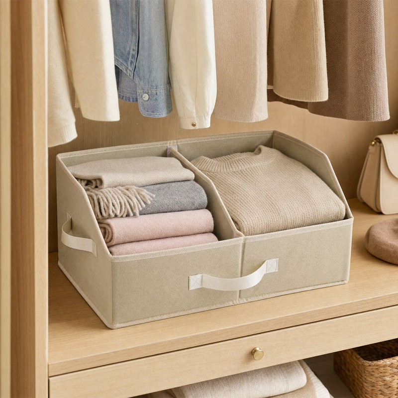 Ensemble de 3 bacs de rangement pour garde-robe trapézoïdaux avec séparateurs réglables