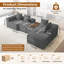 Modular Corduroy Oversize 320cm 4-Sets Boneless Sofa With End Table, No Assembly Required, With High Rebound Sponge-1761513664-1761513667