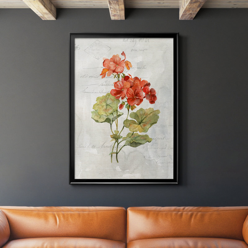 Lin géranium - peinture sur toile encadrée, Noir, H 26,5 po x l 36,5 po x P 1,5 po