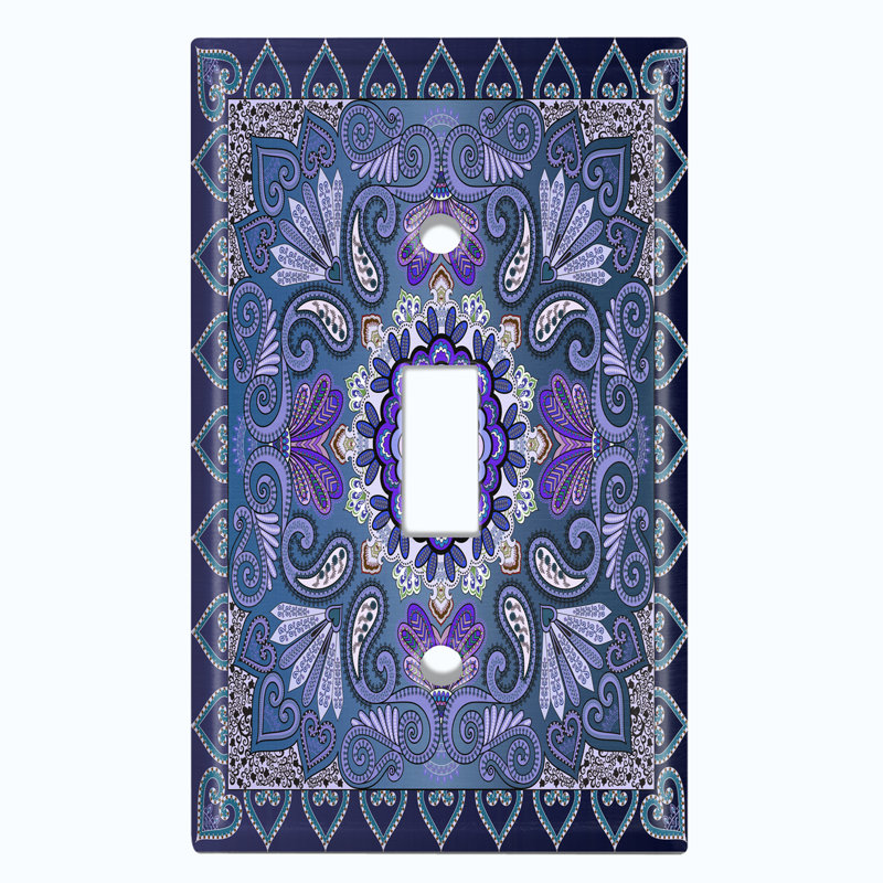 Plaque murale d'interrupteur à bascule à motif cachemire bleu sarcelle et motif cachemire Bandana, Mauve / Bleu