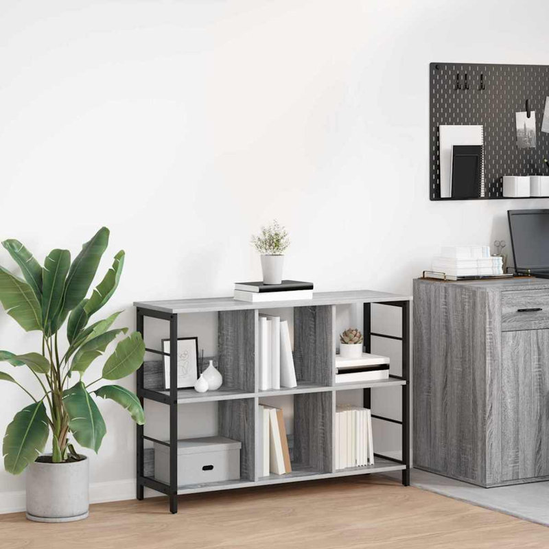 102.01cm W Steel Etagere Bookcase, (2 Shelves) 72.5cm. H x 102cm. W x 32cm. D, Grey Sonoma