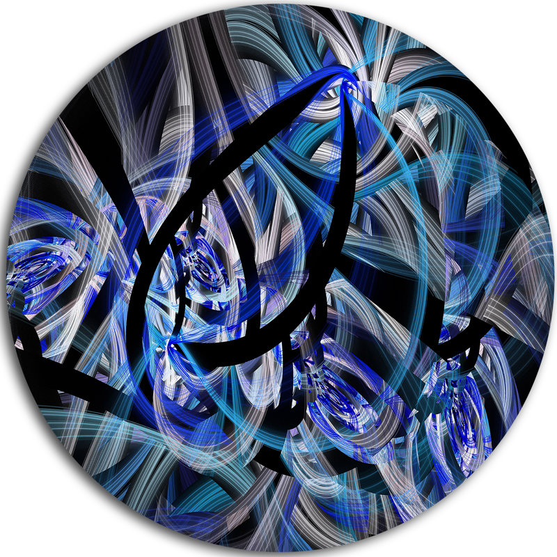 «Symmetric Spiral Blue Flower», impression, H 36 po x l 36 po x P 1 po, Métal
