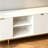 TV Stand With Wave-Design Doors, Open Shelf And Adjustable Shelf, Stylish And Functional For Your Living Room