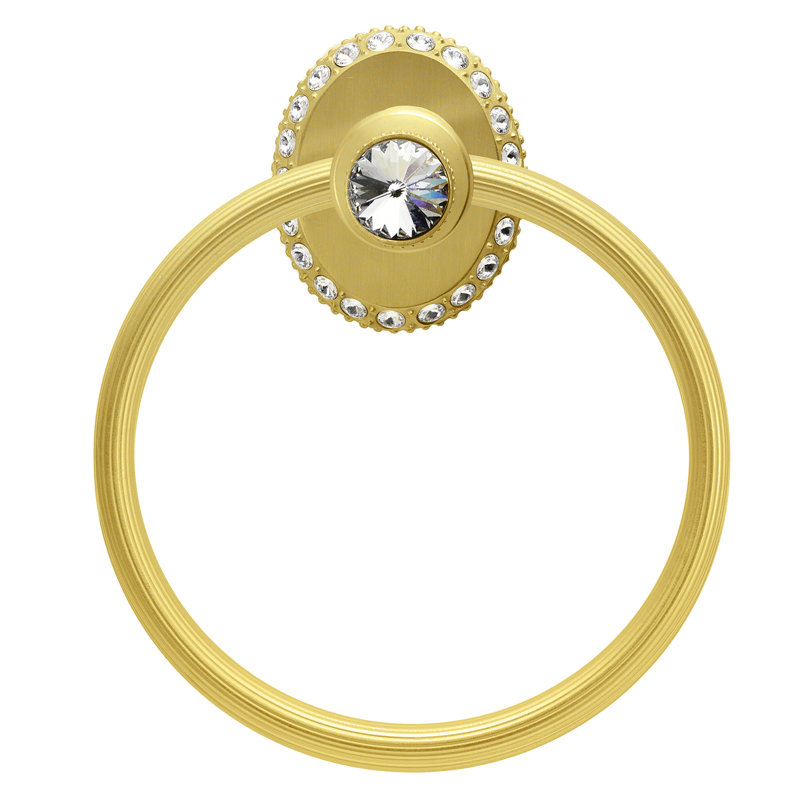 Anneau à serviette Caché II avec cristaux Swarovski transparents et mercure doré, Doré