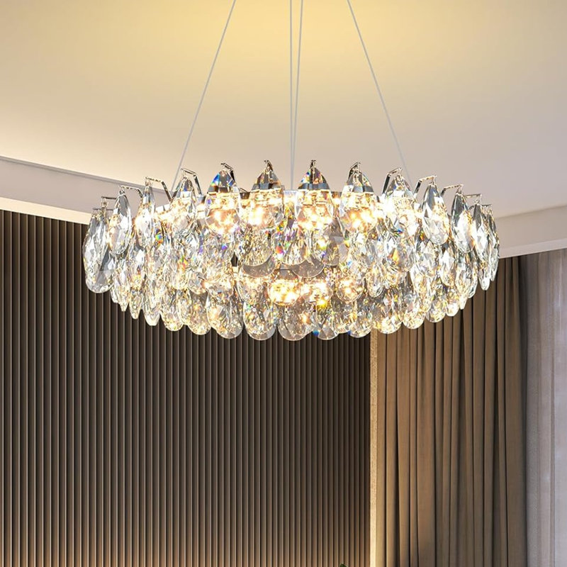 Lustre moderne en cristal à DEL de 24 pouces de diamètre