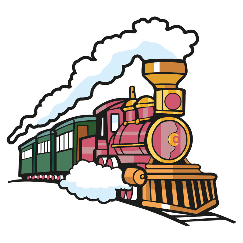 Décalcomanie murale Old Train, Rose / vert