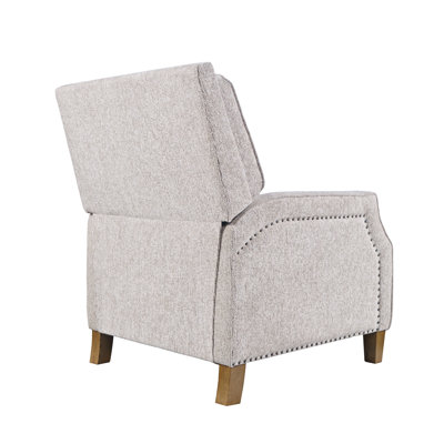 York Modern Transitional Linen Upholstered Recliner Accent Chair with Nailhead Trim - Grey