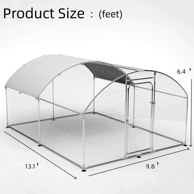 Poulailler avec basse-cour Ferras jusqu'à 8 poulets, H 76,8 po x l 157,2 po x P 117,6 po