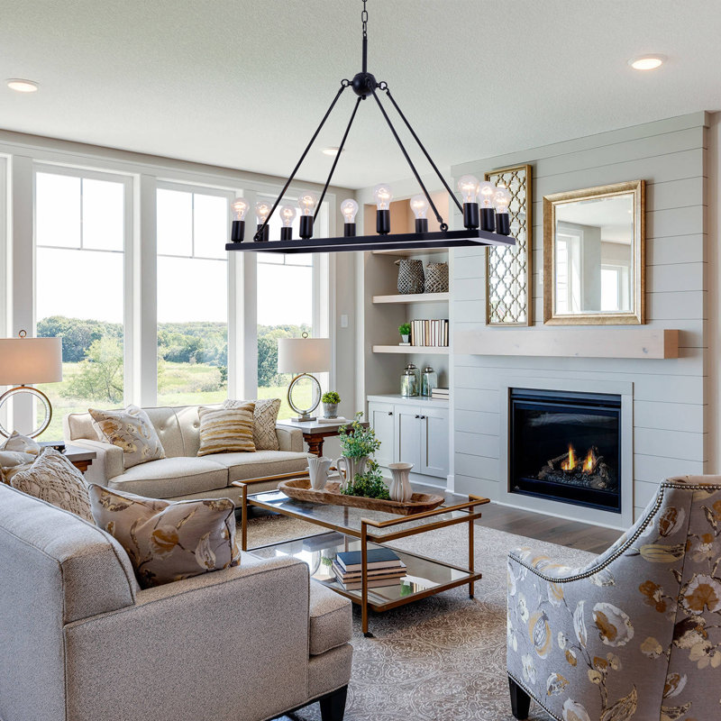 10-light Dimmable Square / Rectangle Chandelier
