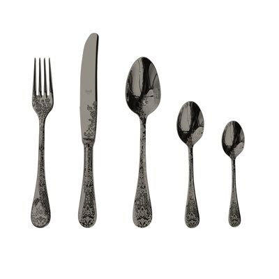 Casablanca Flatware Set with Moka Spoons - 30 Pieces - Black Gold