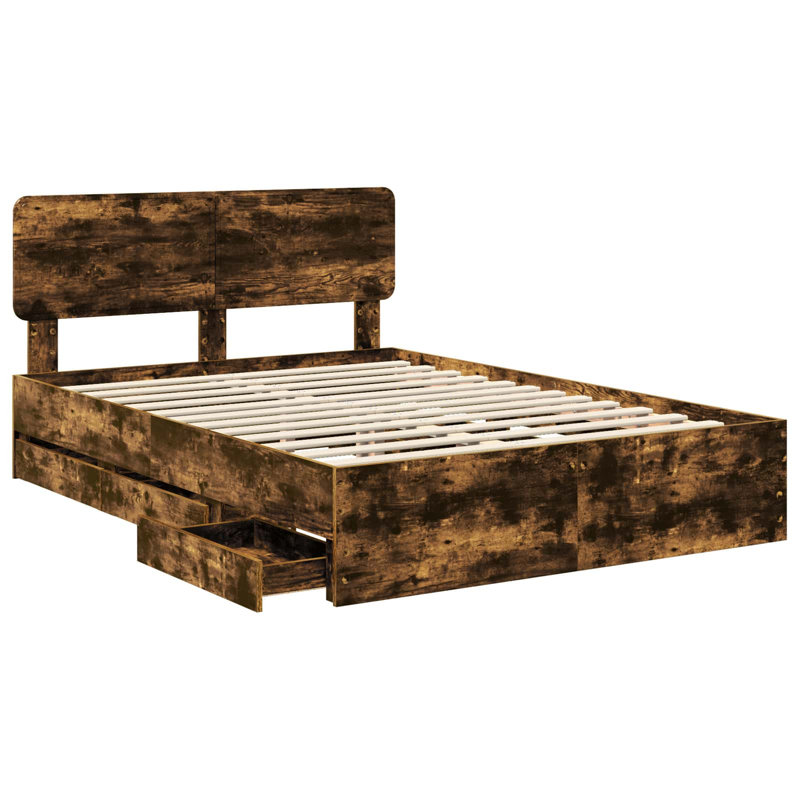 Bed, Smoked Oak, European Kingsize (160 x 200 cm)