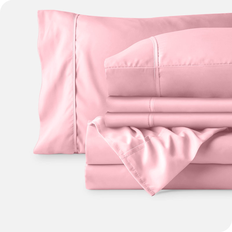 Microfiber Sheet Set with Bonus Pillowcase Set, Light Pink, Twin