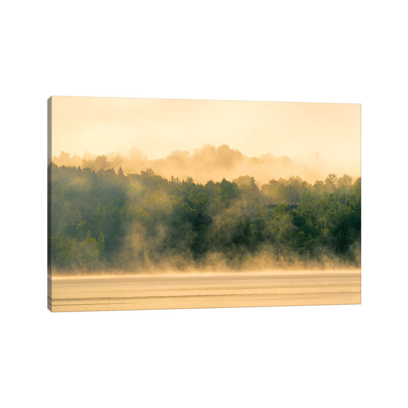 Canada, New Brunswick, Mactaquac. Morning Fog on Saint John River at Sunrise 1 Piece Wrapped Canvas Wall Art