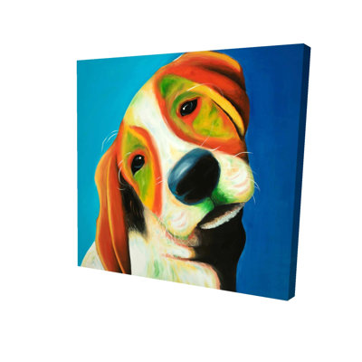 Colorful Beagle Dog Blue Canvas | Animal Bedroom Decor