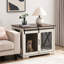 Niche pour chien en bois blanc avec cloison amovible et espace de rangement pour chenil