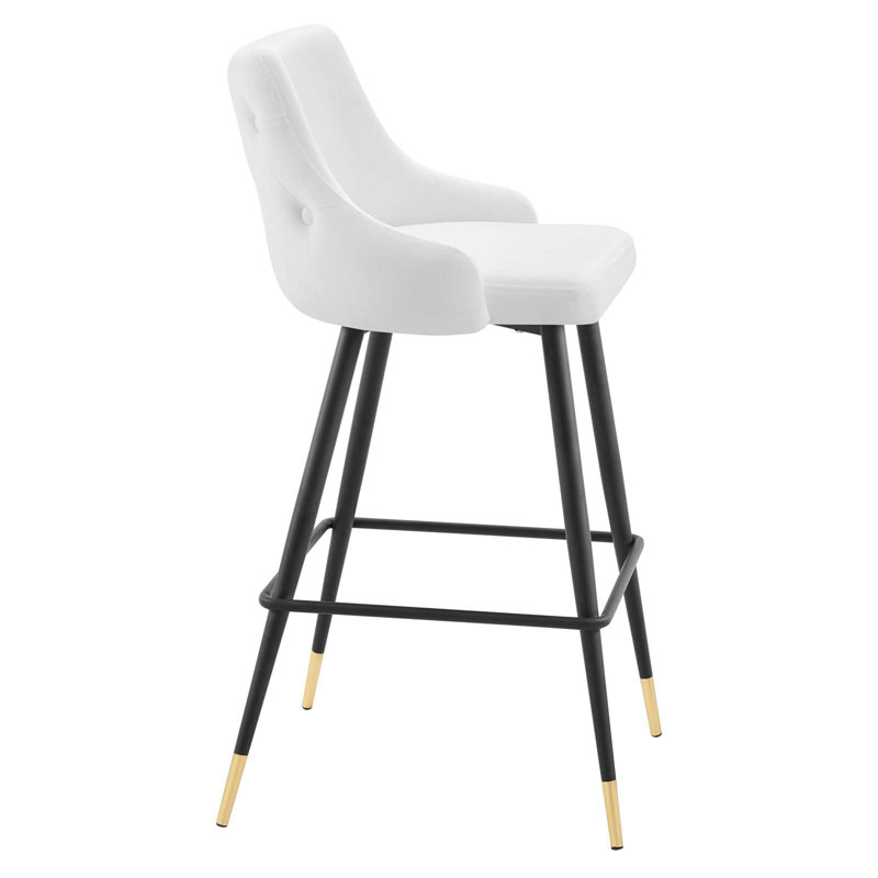 Adorn Performance Velvet Bar Stool Set of 2, White, Bar Stool (29.5” Seat Height)