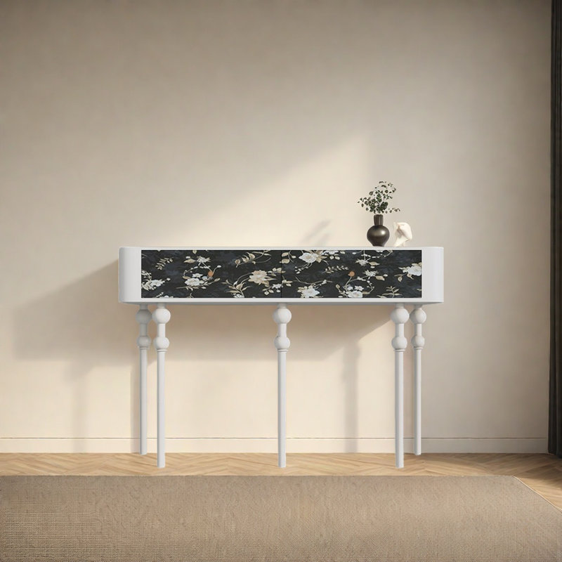 Retro Minimalist Console Table, White
