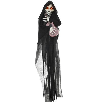 Outdoor Halloween Yard Decor, Guitar-Playing Grim Reaper Outdoor Halloween Decoration Animatronic
