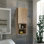 Armoire de salle de bain, deux tablettes intérieures, deux tablettes extérieures, armoire à une porte - gris clair