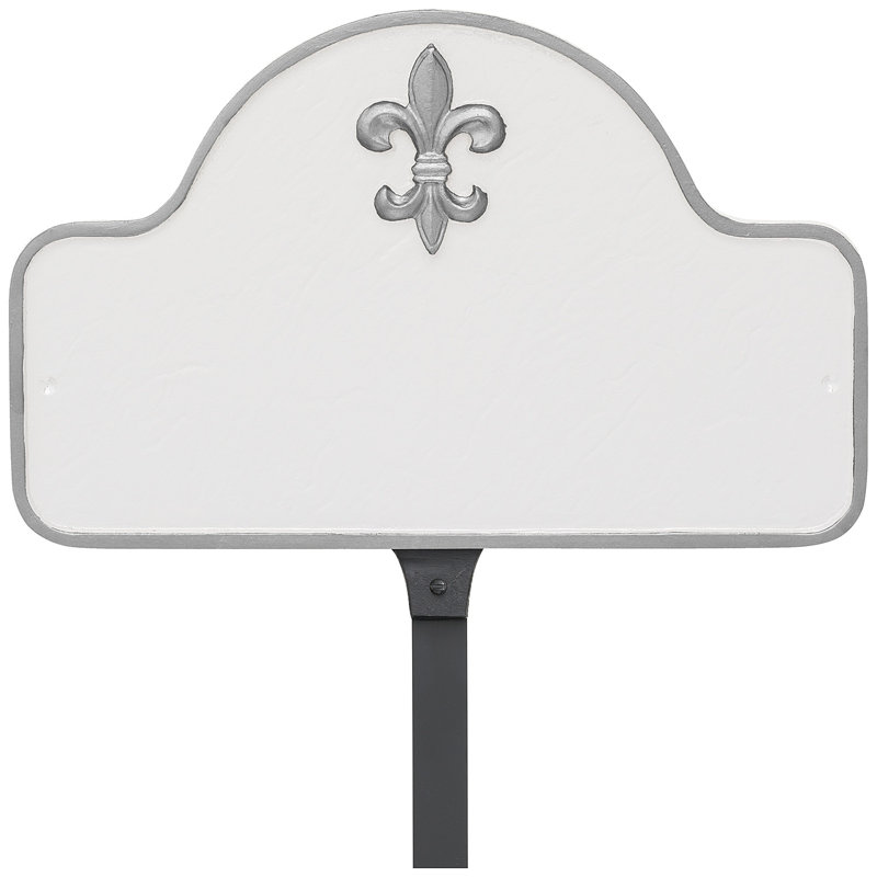 Plaque d'adresse sur 1 ligne Fleur de Lis, Sable / argent